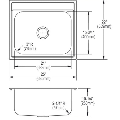Joan 25" Stainless Steel Top Mount Kitchen Sink