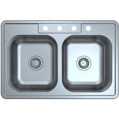 Lester 33" Stainless Steel Top Mount Double Basin Kitchen Sink