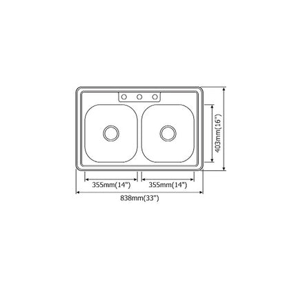 Lester 33" Stainless Steel Top Mount Double Basin Kitchen Sink