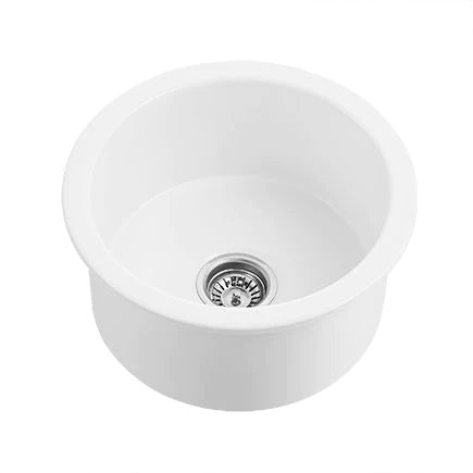 Lowery 18 inch fireclay round undermount single basin bar sink