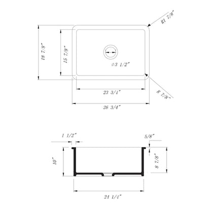 Mose 27" Fireclay Undermount Kitchen Sink
